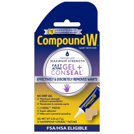 Compound W Maximum Strength Fast Acting Gel Wart Remover with 12 ConSeal Patches, 0.25 oz
