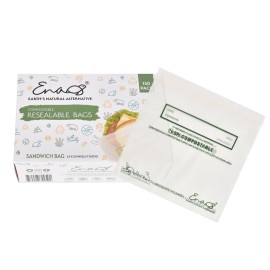 100% Compostable Food Storage Bags [Sandwich 150 Pack] Eco-Friendly Freezer Bags, Resealable Bags, Heavy-Duty, Reusable, by Earth\'s Natural Alternative, off white