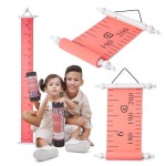 Growscroll Classic Kids Growth Chart for Wall - Unique Height Chart for Boys & Girls - Handcrafted Using Canvas & Hard Types of Wood - Makes A Great Collectible Or Family Heirloom - Coral