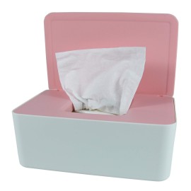 Diaper Wipes Dispenser, Tissue Storage Box Case, Wet Wipe Dispenser Holder with Lid for Home, Office, Cars (Pink)