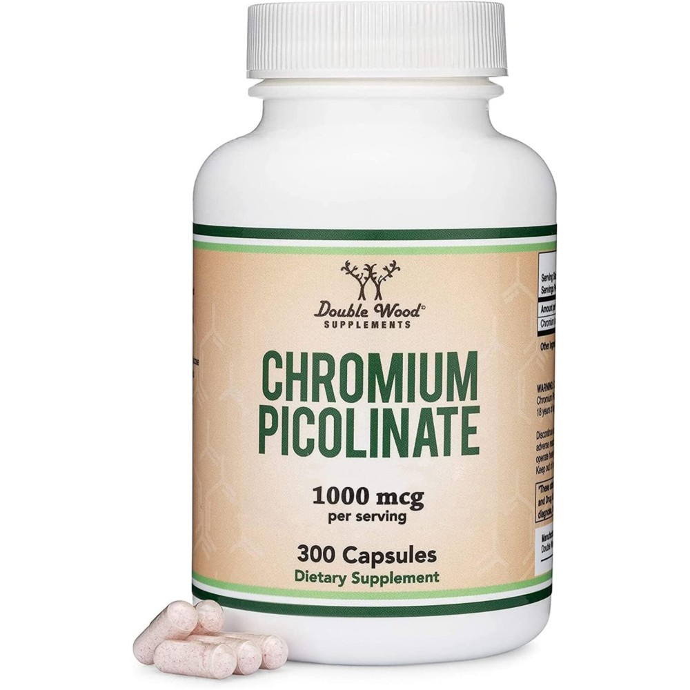 Chromium Picolinate 1000mcg for Healthy Weight Management (High Absorption and Bioavailability) (300 Vegan Safe Capsules, Non-GMO, Gluten Free) by Double Wood Supplements