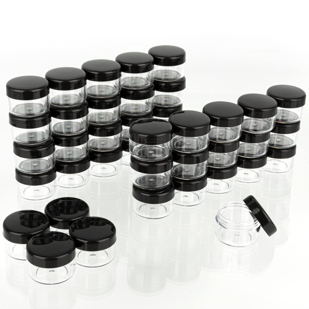 ZEJIA 5 Gram Sample Containers with Lids, 200PCS Mini Makeup Containers, Empty Plastic Travel Cosmetic Containers with Labels