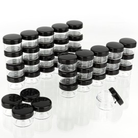 ZEJIA 5 Gram Sample Containers with Lids, 200PCS Mini Makeup Containers, Empty Plastic Travel Cosmetic Containers with Labels