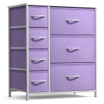 Sorbus Dresser with 7 Drawers - Furniture Storage Chest for Kids, Teens, Bedroom, Nursery, Playroom, Clothes, Toys - Steel Frame, Wood Top, Tie-dye Fabric Bins (7-Drawer, Pastel Purple)