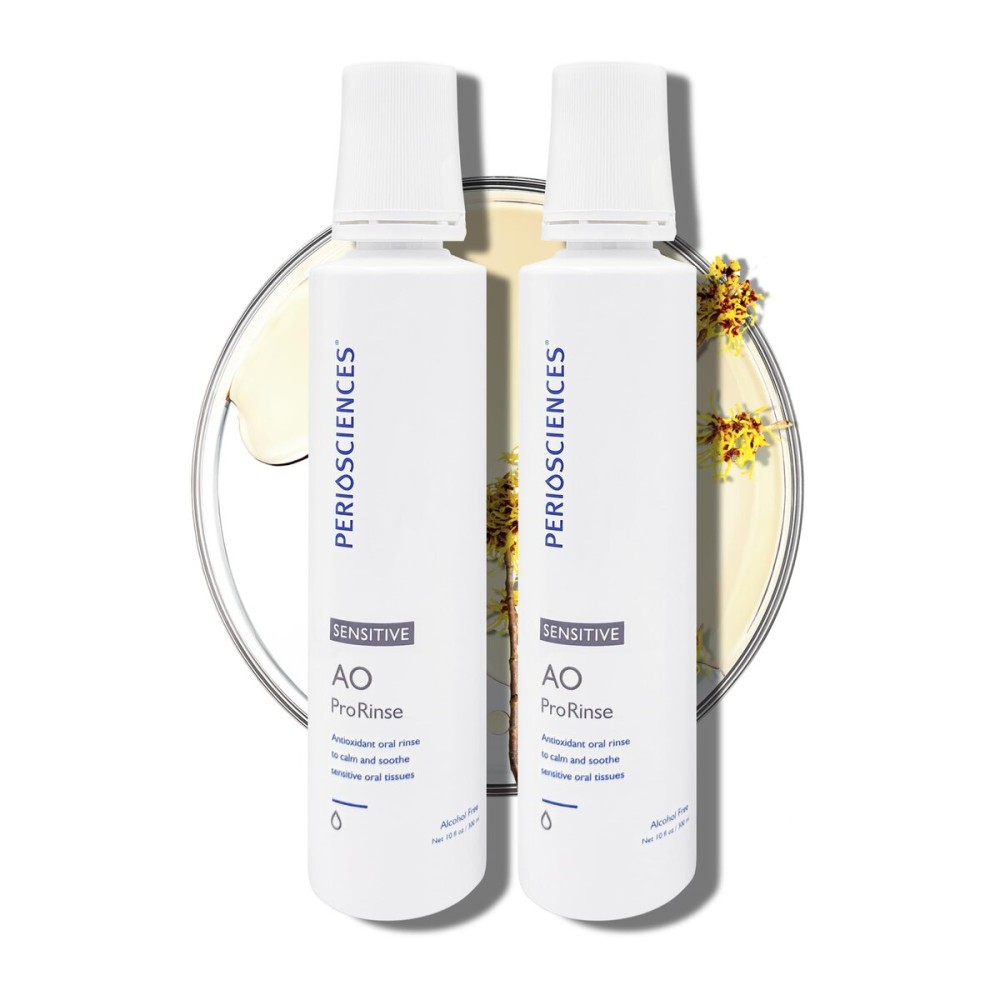 PerioSciences AO ProRinse Sensitive Teeth Mouthwash with Essential Oils and Antioxidants - Alcohol Free Mouthwash for Extreme Oral Sensations, 10 fl oz/300ml Pack of 2