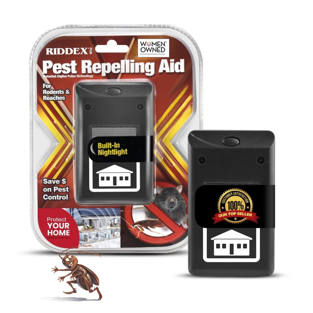 RIDDEX Plus Insect Repellent - Plug in, Mouse Deterrent - Pest Control for Defense Against Rats, Mice, Roaches, Bugs and Insects - Pests Repellents | Black