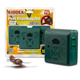 Riddex Sonic Plus Ultrasonic Pest Repeller, Plugs in with extra Outlets Indoor Use - Insect Repellent - Bug Repellents for Home Defense - Protect Against Rodents & Insects, Chemical Free(3 Pack Green)