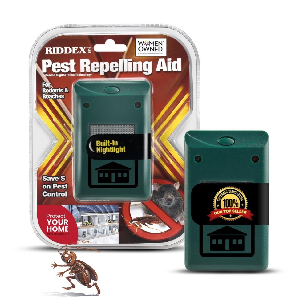 RIDDEX Plus Insect Repellent | Plug in, Mouse Deterrent - Pest Control for Defense Against Rats, Mice, Roaches, Bugs and Insects | Control Pests with No Toxins | Green
