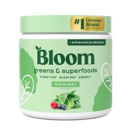 Bloom Nutrition Superfood Greens Powder, Digestive Enzymes with Probiotics and Prebiotics, Gut Health, Bloating Relief for Women, Chlorella, Green Juice Mix with Beet Root Powder, 30 SVG, Original