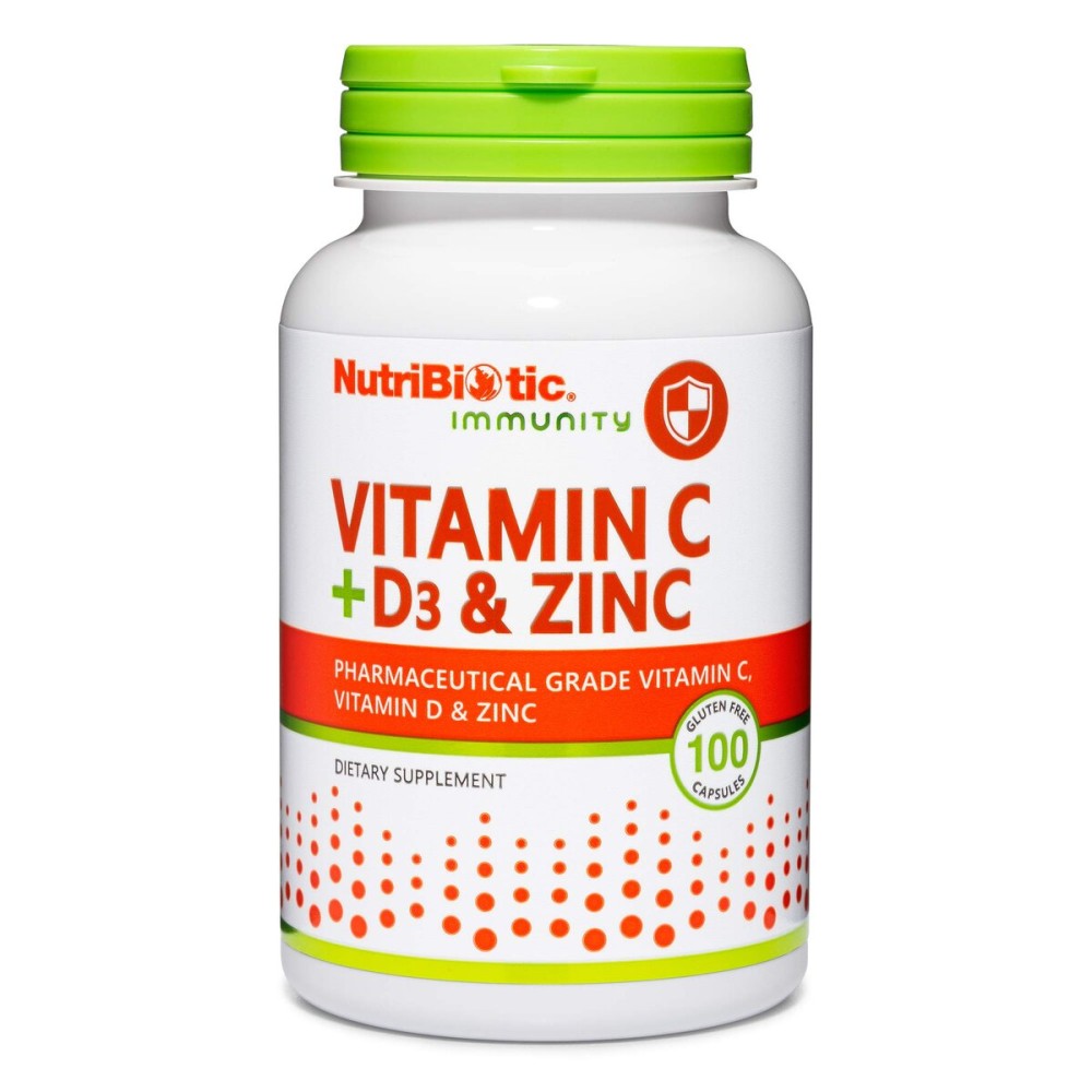 NutriBiotic - Vitamin C + Vitamin D3 & Zinc, 100 Capsules | Potent, Comprehensive Immune Support | Essential & Antioxidant Daily Supplement | Gluten & GMO Free