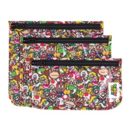 Bumkins Travel Bag, Toiletry, TSA Approved Pouch, Zip Bag, Quart Size Airline Compliant, Clear-Sided, Baby, Diaper Bag Organization, Makeup, Accessories, Packing, Set of 3 Sizes, Nintendo Super Mario