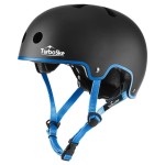 TurboSke Skateboard Helmet, BMX Helmet, Multi-Sport Helmet, Bike Helmet for Youth, Men, Women (Black&Blue, S/M)