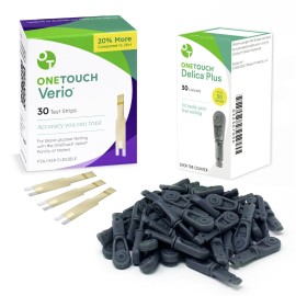 OneTouch Delica Plus Lancets & OneTouch Verio Test Strips Bundle - Includes 30 Test Strips & 30 Lancets - Fine 30-Gauge - for Diabetes Testing - Diabetic Supplies for Blood Sugar Monitor