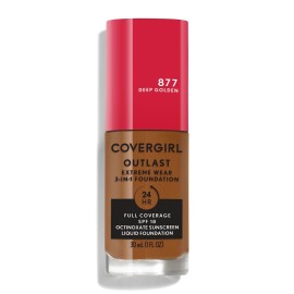 Covergirl Outlast Extreme Wear 3-in-1 Full Coverage Liquid Foundation, SPF 18 Sunscreen, Deep Golden, 1 Fl. Oz.