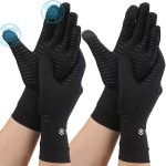 2 Pairs Compression Full Finger Arthritis Gloves, Copper Glove with Touch Screen Fingers for Everyday Support, Hand Joint Pain, Carpal Tunnel, Tendonitis, Trigger Finger, Fit for Men & Women (Large)