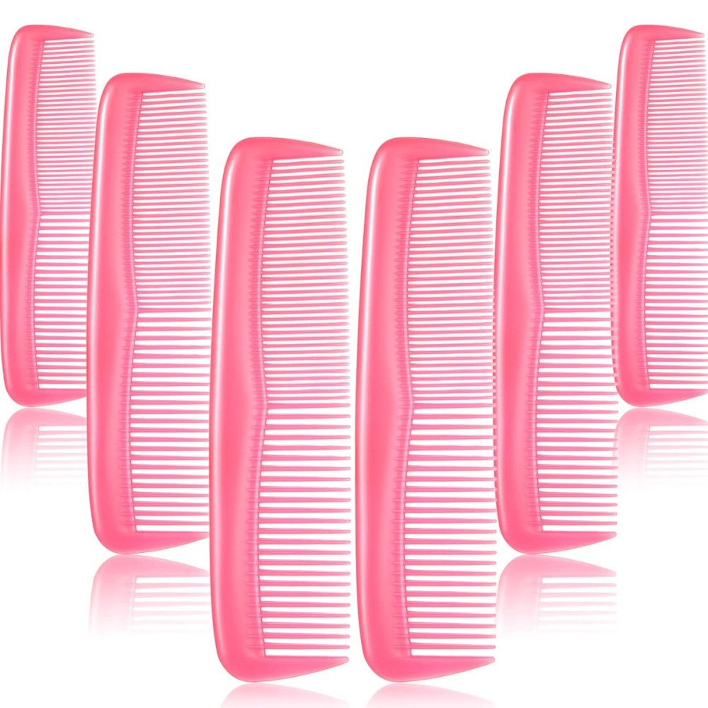 Leinuosen 12 Pieces Hair Combs Set Pocket Plastic Fine Tooth Dressing Comb for Women and Men, Peines Para Cabello(Pink)