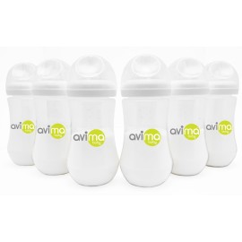 Avima Baby 12 oz Anti Colic Baby Bottles for Breastfed Babies - Fast Flow Nipples, Wide Neck Bottle, BPA Free - 9-12 Months, Stage 3 (Set of 6)