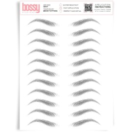 Brows by Bossy Studio & Co Temporary Eyebrow Tattoos Waterproof Eyebrow Stickers, False Tattoos Hair Like Peel Off Instant Transfer Brow arched gray