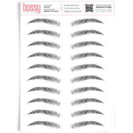Brows by Bossy Studio & Co Temporary Eyebrow Tattoos Waterproof Eyebrow Stickers, False Tattoos Hair Like Peel Off Instant Transfer Brow upward black
