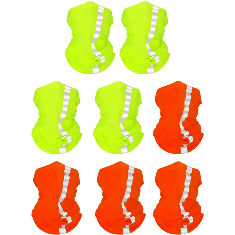SATINIOR 8 Pcs Neck Gaiter, Reflective Cooling UV Protection Neon Bandana Breathable Face Mask for Men Women Cycling Skiing(Fluorescent Yellow, Orange,Polyester)