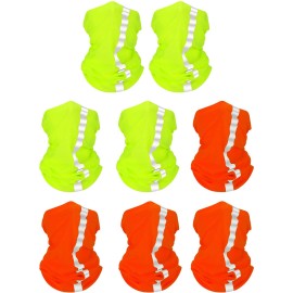 SATINIOR 8 Pcs Neck Gaiter, Reflective Cooling UV Protection Neon Bandana Breathable Face Mask for Men Women Cycling Skiing(Fluorescent Yellow, Orange,Polyester)