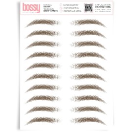Brows by Bossy Studio & Co Temporary Eyebrow Tattoos Waterproof Eyebrow Stickers, False Tattoos Hair Like Peel Off Instant Transfer Brow natural brown