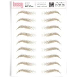 Brows by Bossy Studio & Co Temporary Eyebrow Tattoos Waterproof Eyebrow Stickers, False Tattoos Hair Like Peel Off Instant Transfer Brow tapered taupe