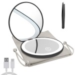 Milishow Compact Mirror with LED Light,1x/10x Magnifying Rechargeable Mirror,3.5in, Dimmable Travel Mirror for Purse,Pocket,Handheld 2-Sided Makeup Mirror