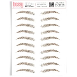 Brows by Bossy Studio & Co Temporary Eyebrow Tattoos Waterproof Eyebrow Stickers, False Tattoos Hair Like Peel Off Instant Transfer Brow upward medium brown