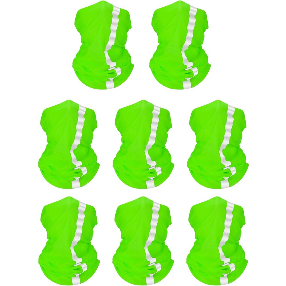 SATINIOR 8 Pcs Neck Gaiter, Reflective Cooling UV Protection Neon Bandana Breathable Face Mask for Men Women Cycling Skiing(Fluorescent Green,Polyester)