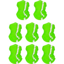 SATINIOR 8 Pcs Neck Gaiter, Reflective Cooling UV Protection Neon Bandana Breathable Face Mask for Men Women Cycling Skiing(Fluorescent Green,Polyester)