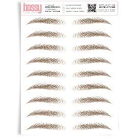 Brows by Bossy Studio & Co Temporary Eyebrow Tattoos Waterproof Eyebrow Stickers, False Tattoos Hair Like Peel Off Instant Transfer Brow straight medium brown