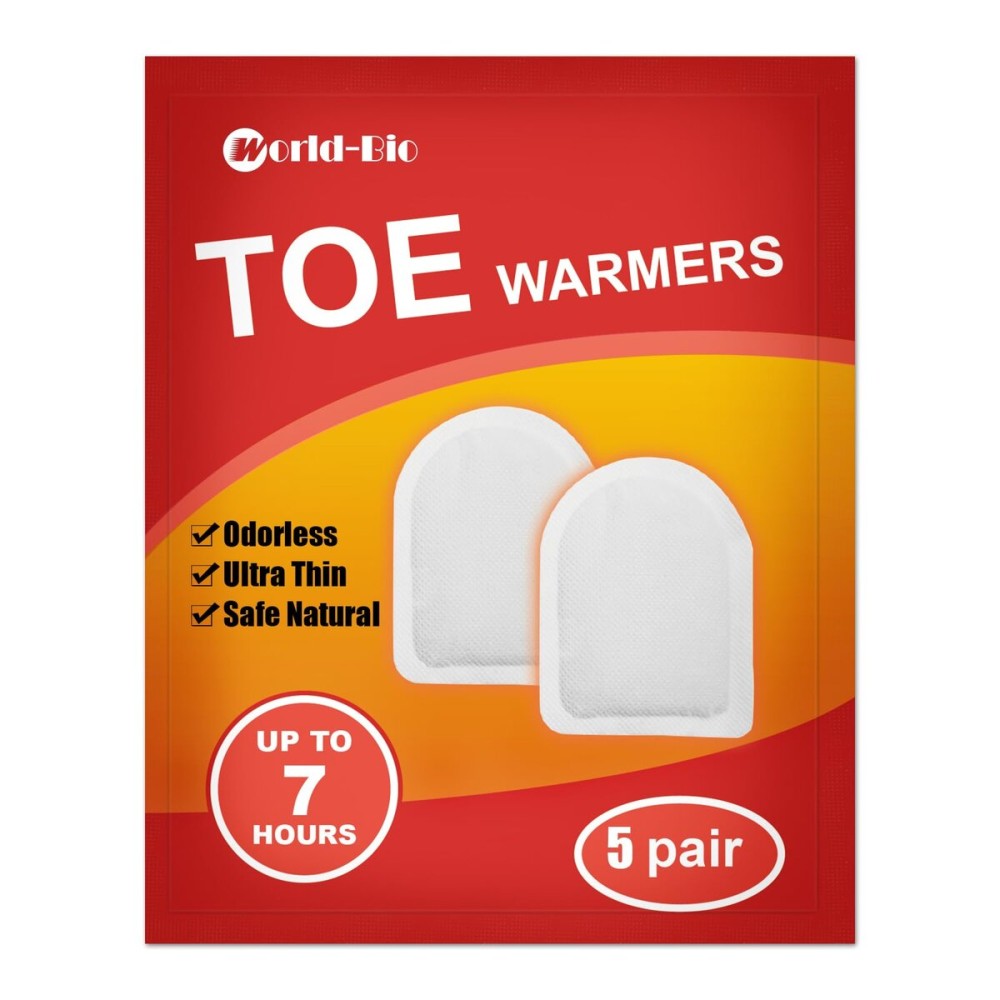 Toe Warmers Heating Pad with Adhesive Backing 5 Pairs - Boot Heat Packs - Long Lasting Safe Natural Odorless Air Activated Warmers - Up to 8 Hours of Heat