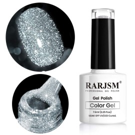 RARJSM Glitter Nail Polish Silver Nailpolish Gel Nail Polish 1PACK 7.5ML Soak Off Nail Cure Required for Nail Art Design Salon Quality DIY Home RAR79