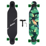 Junli 41 Inch Freeride Skateboard Longboard - Complete Skateboard Cruiser for Cruising, Carving, Free-Style and Downhill Forest Green