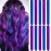 LADYAMZ Colored Purple Hair Extensions 10 PCS, Rainbow Christmas Party Highlights Clip in Synthetic Hair Extension, Colorful Hairpiece for Girl Women Kids Gift Blue Hair Piece(Purple+Blue, 22 In)