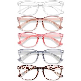 WINTOO Blue Light Glasses for Woman Men | 99% Blue Light Blocking Glasses for Computer Gaming TV Phone Screen Square Frame | Anti Eyestrain & UV Glare Protection - 5 Pair