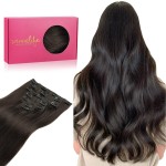 WENNALIFE Clip in Hair Extensions Real Human Hair, 18 Inch 120g 7pcs Human Hair Extensions Clip Ins, Dark Brown Coloured Remy Hair