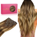 WENNALIFE Clip in Hair Extensions Real Human Hair, 24 Inch 120g 7pcs Balayage Chocolate Brown to Caramel Blonde Hair Extensions Clip in Human Hair Remy Clip in Hair Extensions Real Human Hair