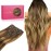 WENNALIFE Clip in Hair Extensions Real Human Hair, 24 Inch 120g 7pcs Balayage Chocolate Brown to Caramel Blonde Hair Extensions Clip in Human Hair Remy Clip in Hair Extensions Real Human Hair