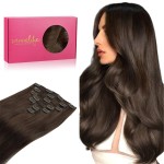 WENNALIFE Clip in Hair Extensions Real Human Hair, 24 Inch 120g 7pcs Chocolate Brown Hair Extensions Clip in Human Hair Remy Clip in Hair Extensions Real Human Hair Double Weft