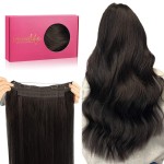 WENNALIFE Wire Hair Extensions (Increase 50% Lifespan) Real Human Hair 16 inch 95g Dark Brown Remy Hair Invisible Transparent Wire Fish Line Straight Reusable Natural Extensiones De Cabello Humano