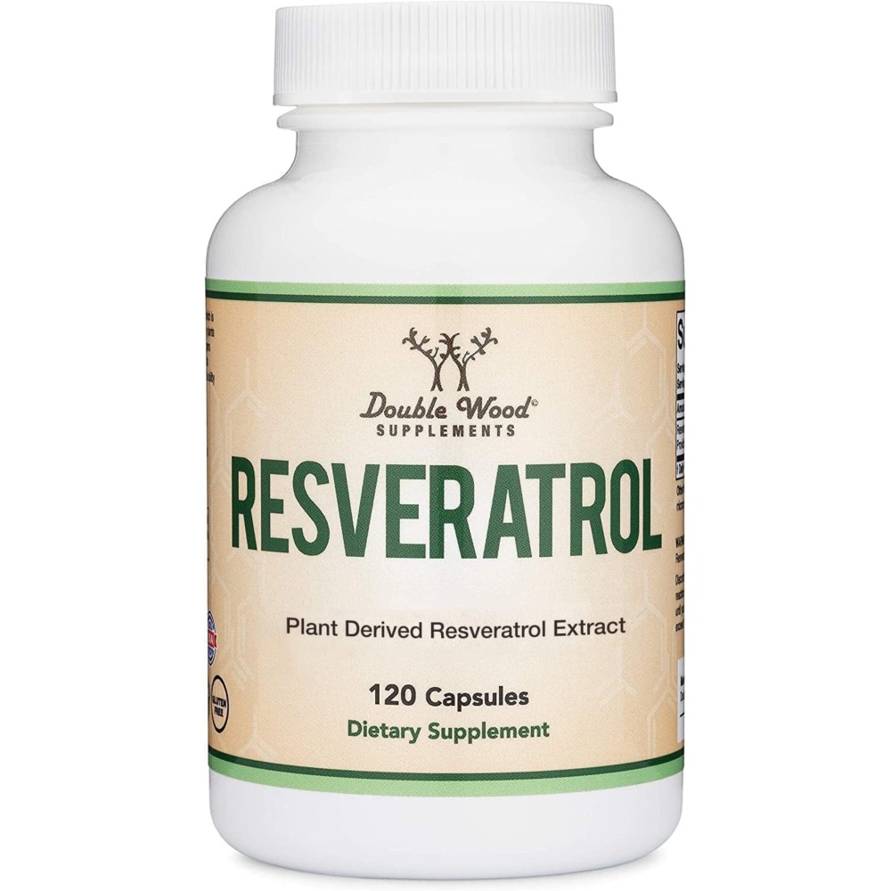 Resveratrol Supplement 500mg Per Serving, 120 Capsules (Resveratrol Polygonum Root Extract Providing 50% Trans Resveratrol) Healthy Aging Support by Double Wood