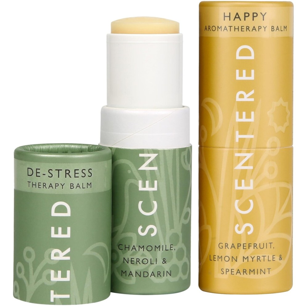 Scentered Aromatherapy Balm Stick Duo for Stress Relief & Positivity - Roll On Essential Oil Blends of Grapefruit, Lemon, Chamomile - Aromatherapy Gifts for Women - De-Stress & Happy