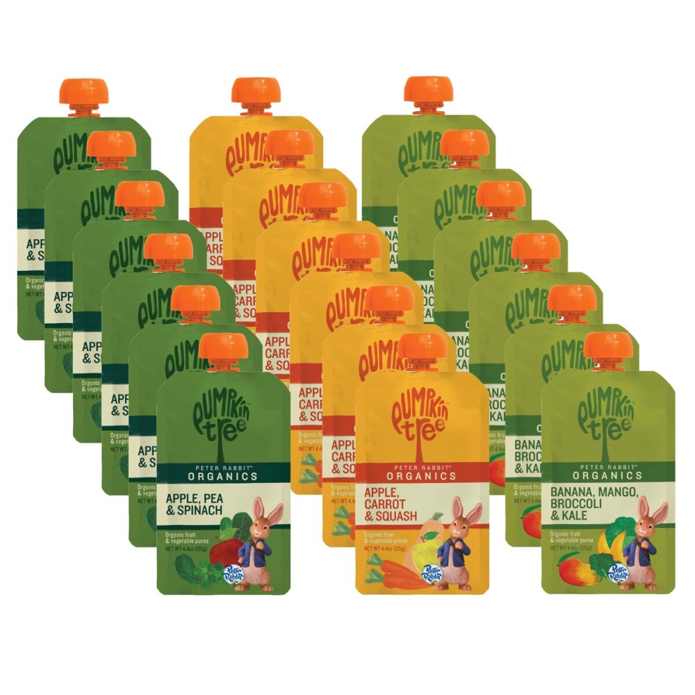 Peter Rabbit Organics Fruit Vegetable, Squeezable Pouches, 4 Ounce (Pack of 18)