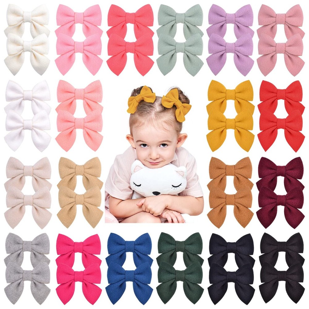Choicbaby 40PCS/20Colors 2.8 Inches Baby Girls Hair Bows Clips Alligator Clips Felt Woolen Hair Barrettes Hair Accessories for Toddlers Infants Kids and Little Girls