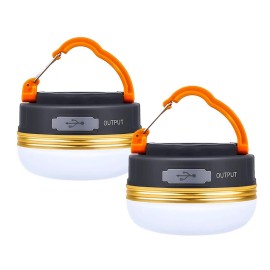 Censinda LED Camping Lantern, Rechargeable Portable Tent Light, 300LM,3 Light Modes,1800mAh Power Bank, Magnet Base,Electric Lantern Flashlight for Camping/Hiking/Fishing/Hurricane/Emergency(2 Packs)
