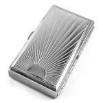 Cigarette Case Victorian Style Metal Holder for Regular, King and 100\'s Size Pocket Protective Security Wallet (Ray-S100, Silver)