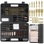 iunio Universal Gun Cleaning Kit, with Mat and Case, Full Brass Jags, Rods and Adapters, for All Guns, Rifle, Shotgun, Handgun, Pistol, Hunting, Shooting, All Caliber