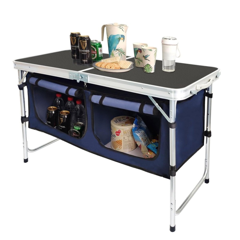 CampLand Outdoor Folding CampingTable with Aluminum Lightweight Height Adjustable with Storage Organizer Picnic Table for BBQ, Party, Camping(Bamboo)